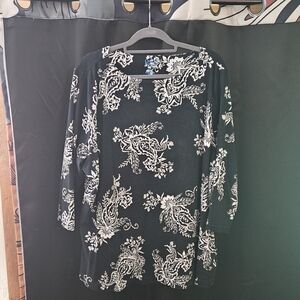 Black and White Boatneck Top